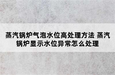 蒸汽锅炉气泡水位高处理方法 蒸汽锅炉显示水位异常怎么处理